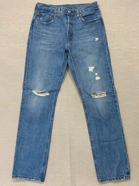 Levi's 501 Premium Jeans Mens 30 x 32 Button Fly Straight Blue 100% Cotton Denim